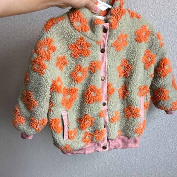 Nora Madison Floral Sherpa Jacket sz 3-4 - Picture 1 of 4
